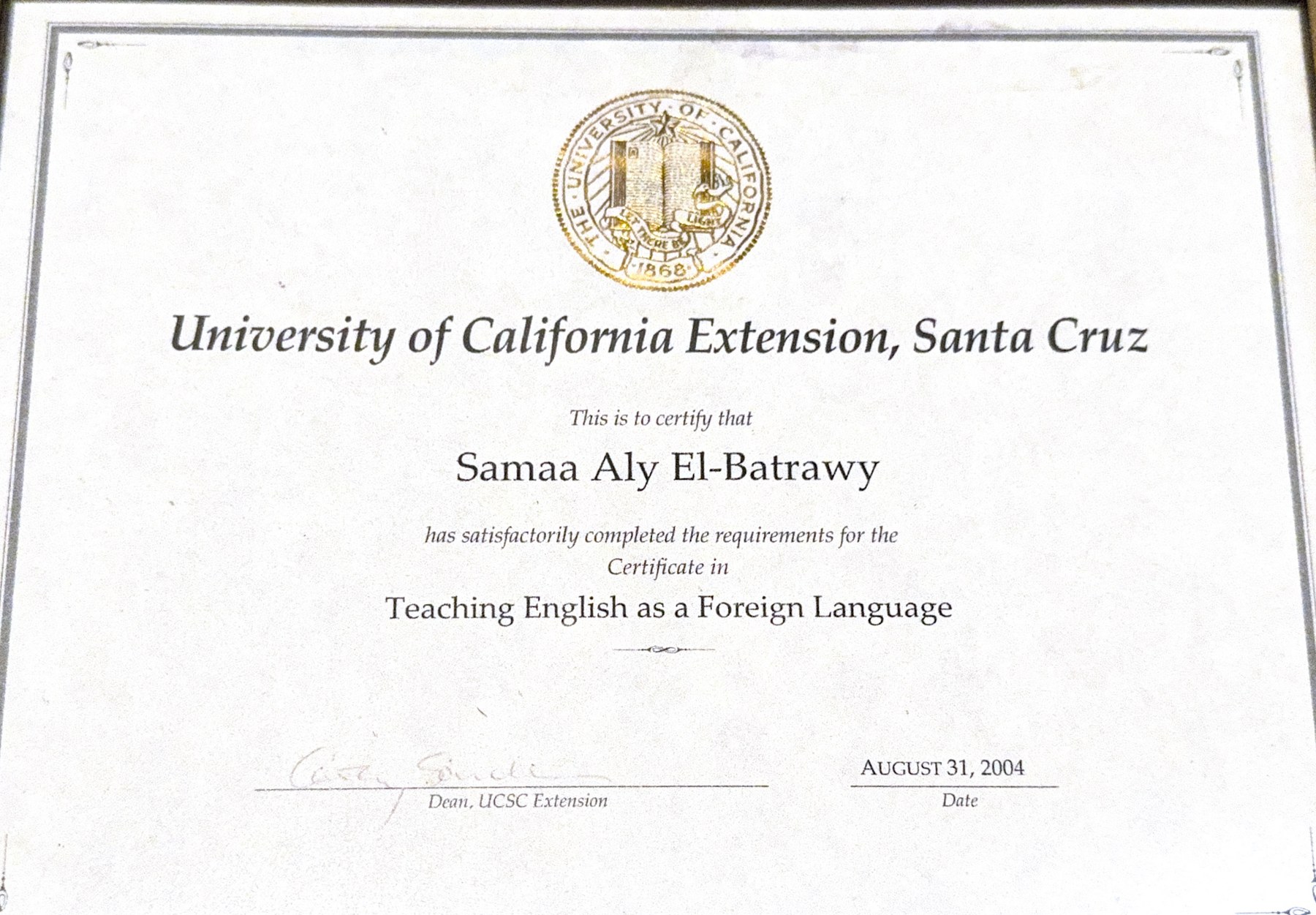 Teaching English as a Foreign Language certificate